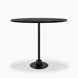 £90 Off Harrow Round Bar Table, Green Marble & Black Size: 80cm