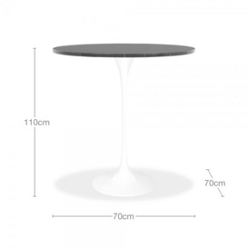 Fulham Round Bar Table, Black Marble & White Size: 70cm - thumbnail 2