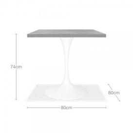 Fulham Square Cafe Table, White Marble & White Size: 80cm - thumbnail 3