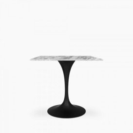 Fulham Square Cafe Table, White Marble & White Size: 80cm - thumbnail 1