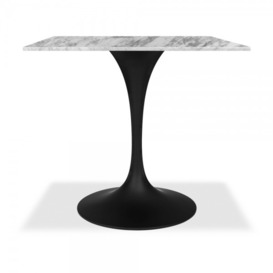Fulham Square Cafe Table, White Marble & White Size: 80cm - thumbnail 2