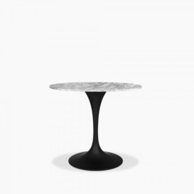 Fulham Round Cafe Table, White Marble & Black Size: 80cm - thumbnail 1