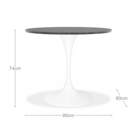 Fulham Round Cafe Table, White Marble & Black Size: 80cm - thumbnail 3