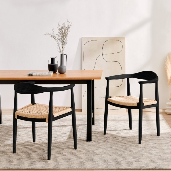 Otto Wooden Dining Chair, Natural Rattan Black Ash by Cult