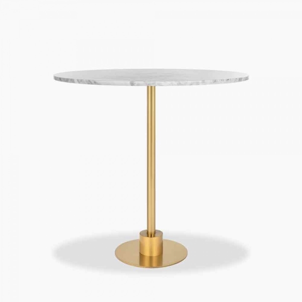 £160 Off Harrow Round Bar Table, White Marble & Brass Size: 70cm