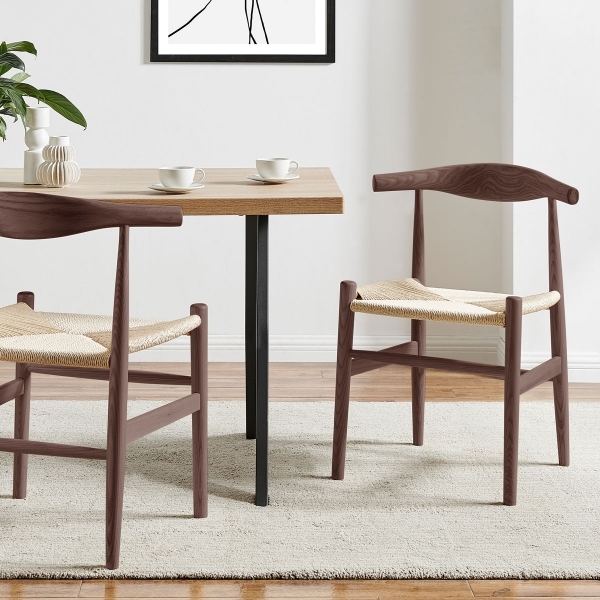 Aalborg Wooden Dining Chair, Natural Weave Walnut by Cult