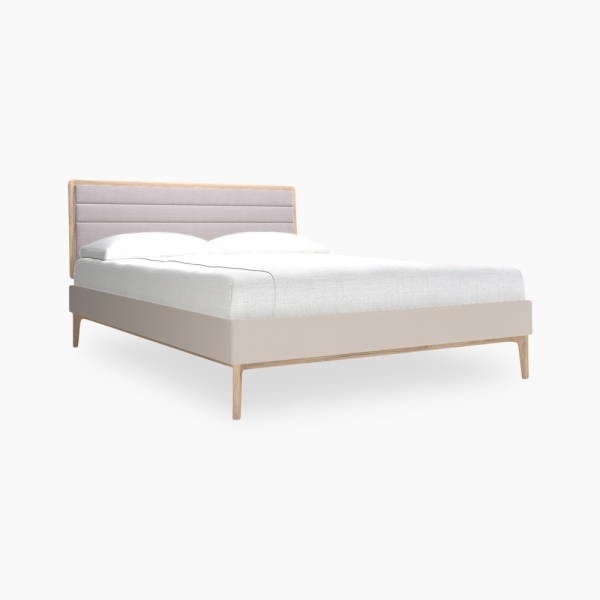 Mabel King Bed Frame, Light Oak & Taupe