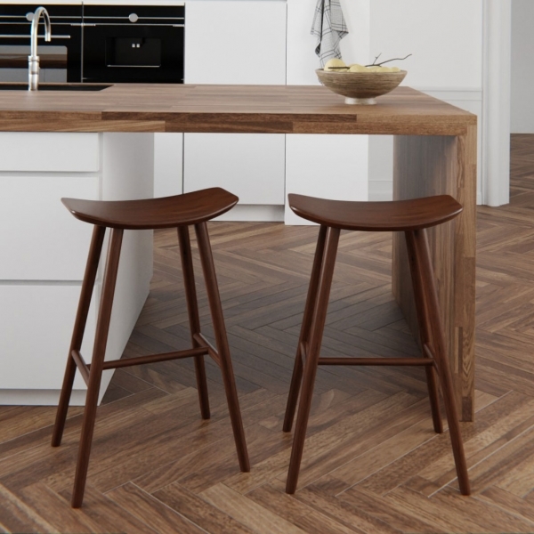Hatton Wooden Bar Stool, Walnut