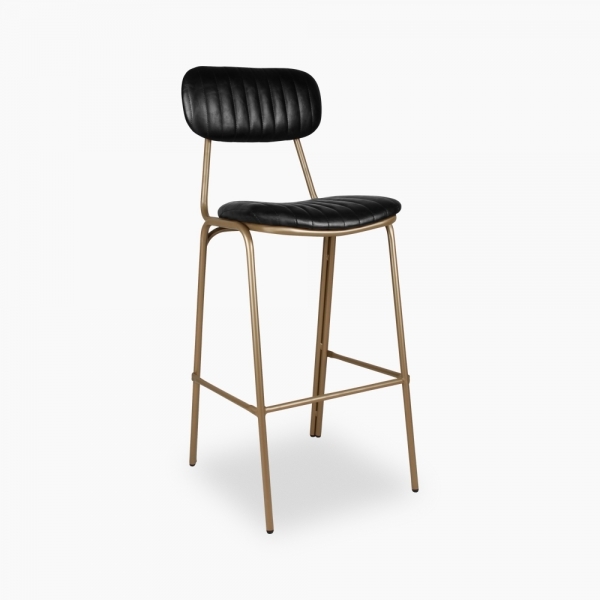 £10 Off Boston Metal Bar Stool, Vintage Black & Antique Brass