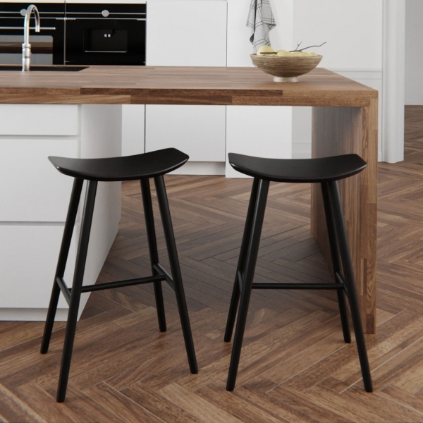 Wooden Bar Bar Stools Black Legs Hatton Wooden Bar Stool, Black By