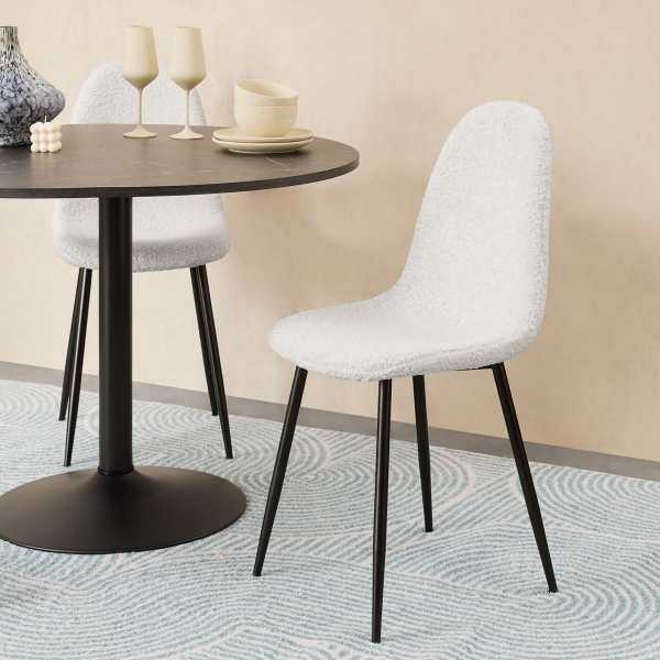 Rayner Dining Chair, Ivory White Boucle Leg Colour: Brass by Cult