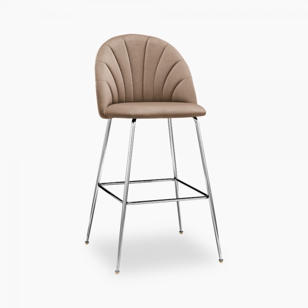 £30  Off  Sylvia Bar Stool, Taupe Sustainable Velvet Leg Colour: Chrome