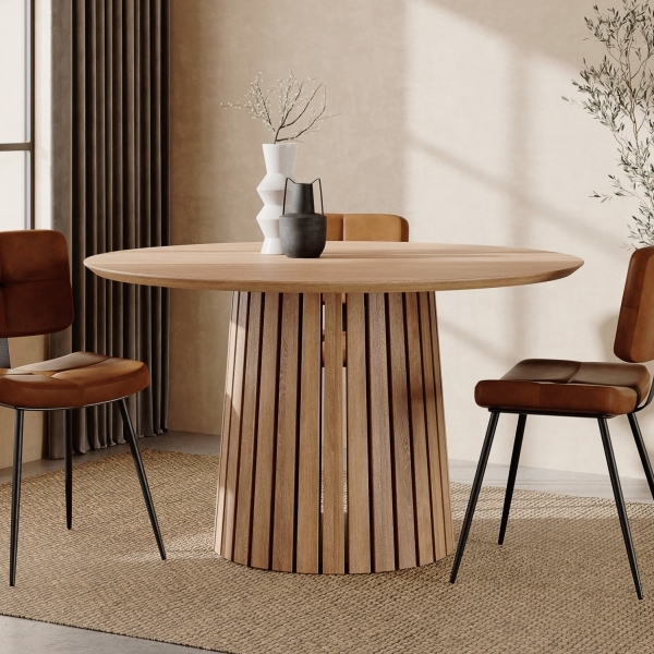 80 Off Christo Seat Round Dining Table, Oak by Cult Furniture