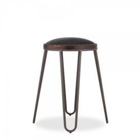 £30 Off Hairpin Low Stool, Black Studded Seat Leg Colour: Rustic - thumbnail 2