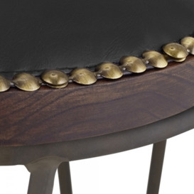£30 Off Hairpin Low Stool, Black Studded Seat Leg Colour: Rustic - thumbnail 3