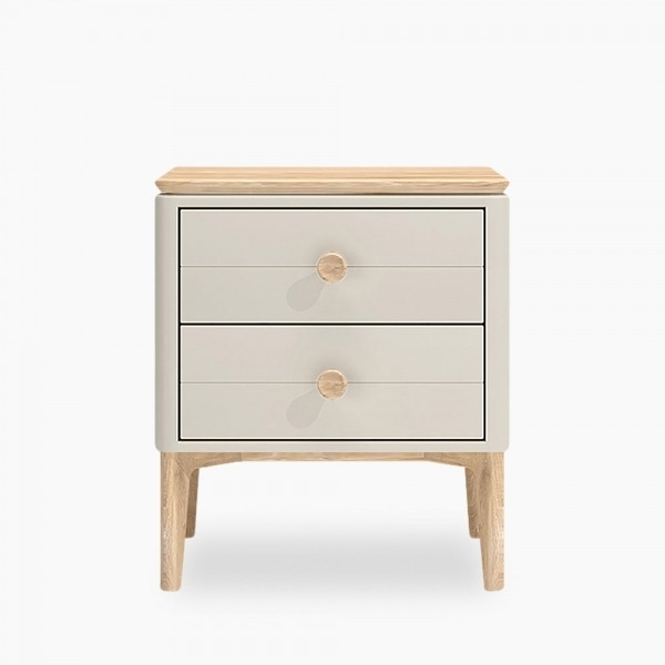 Mabel Bedside Table, Oak & Taupe