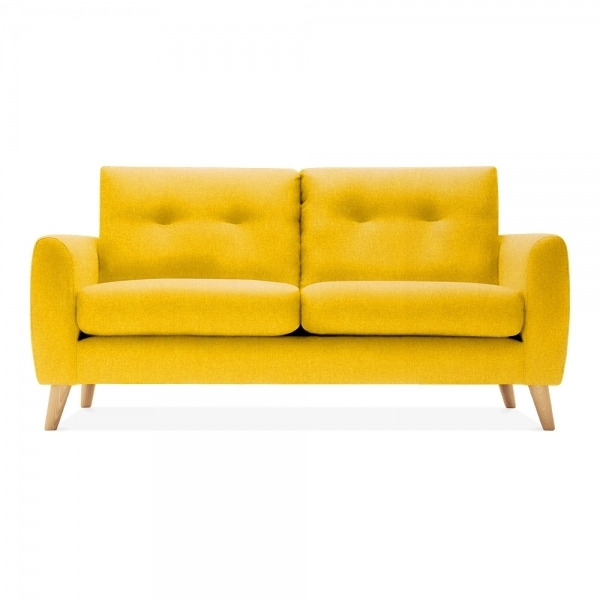 2 Seater Sofa Fabric and Leg Colour: Woven Wool, Mustard, Leg  Natural