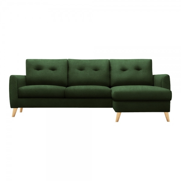 3 Seater Right Hand Chaise Sofa Fabric and Leg Colour: Velvet, Forest Green, Leg  Natural
