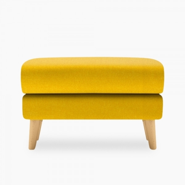 Footstool Fabric and Leg Colour: Woven Wool, Mustard, Leg Natural - image 1