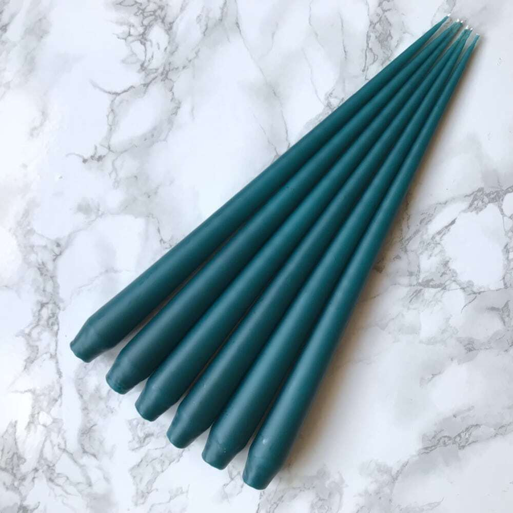 Hand Dipped Taper candles - Teal (6 pack)