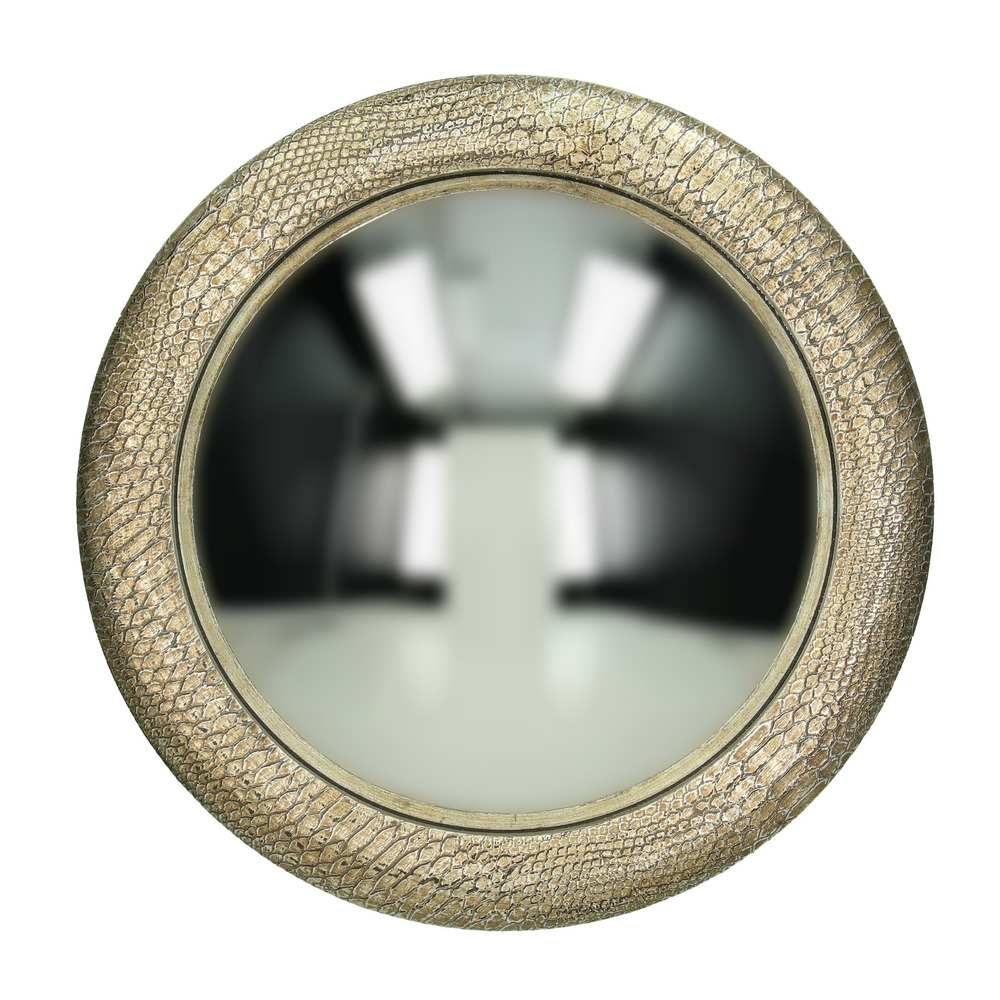 Burnished Silver Faux Snakeskin Convex Mirror