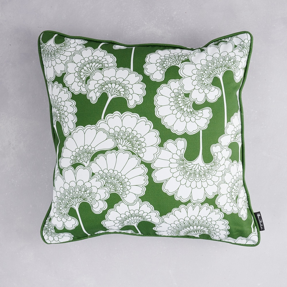 Florence Broadhurst Japanese Floral Cotton Cushion (colour: Grass, size: 40x40 cm)
