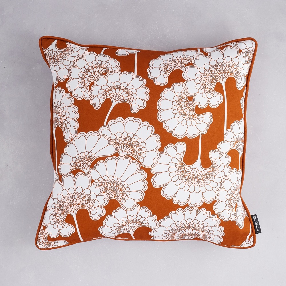 Florence Broadhurst Japanese Floral Cotton Cushion (colour: Burnt Orange, size: 50x50cm)