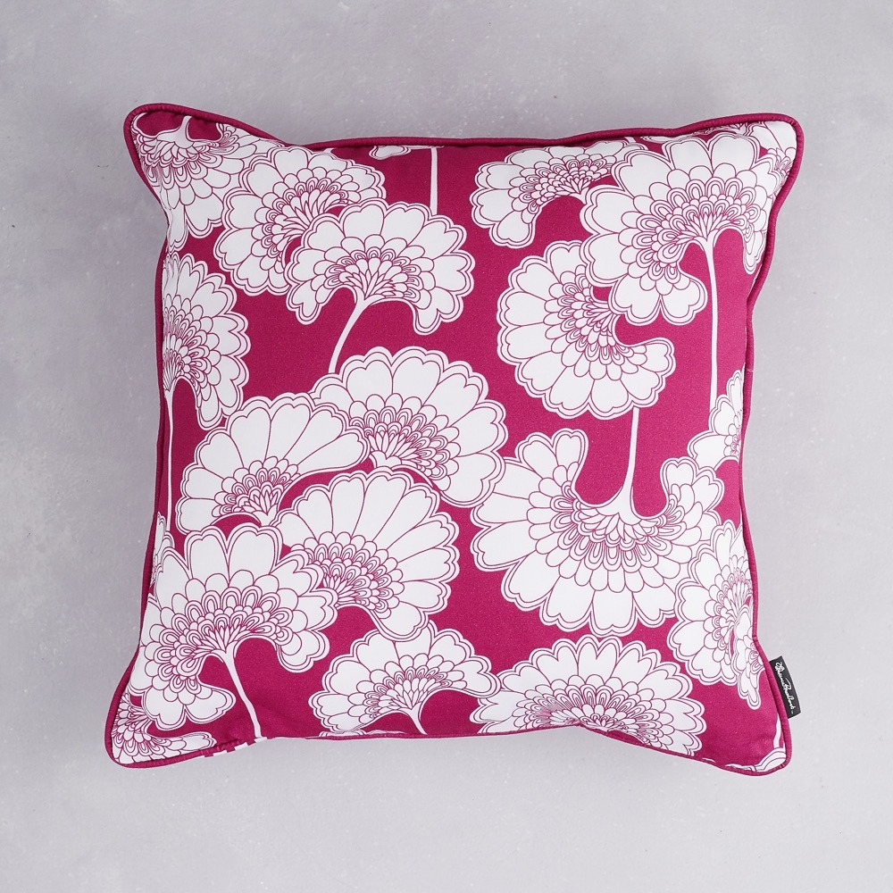 Florence Broadhurst Japanese Floral Cotton Cushion (colour: Deep Pink, size: 40x40 cm)