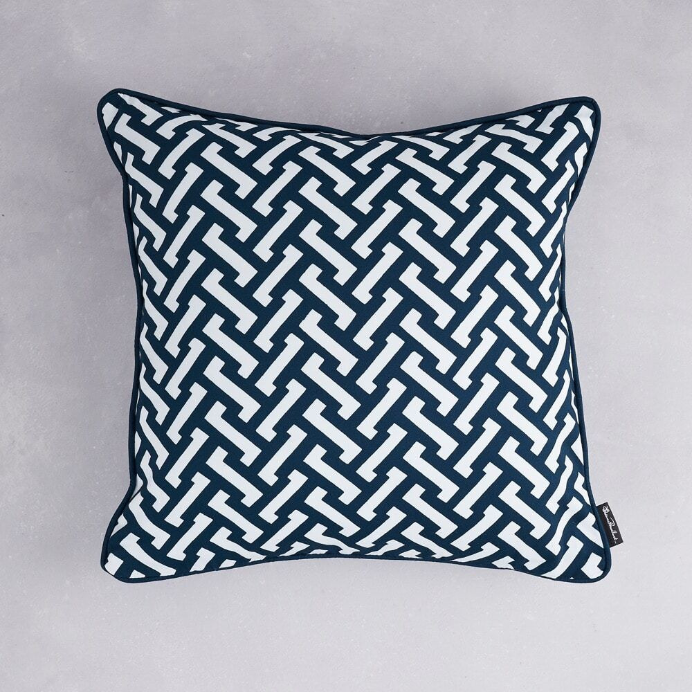 Florence Broadhurst Zig Zag Cotton Cushion (colour: Navy, size: 50x50cm)