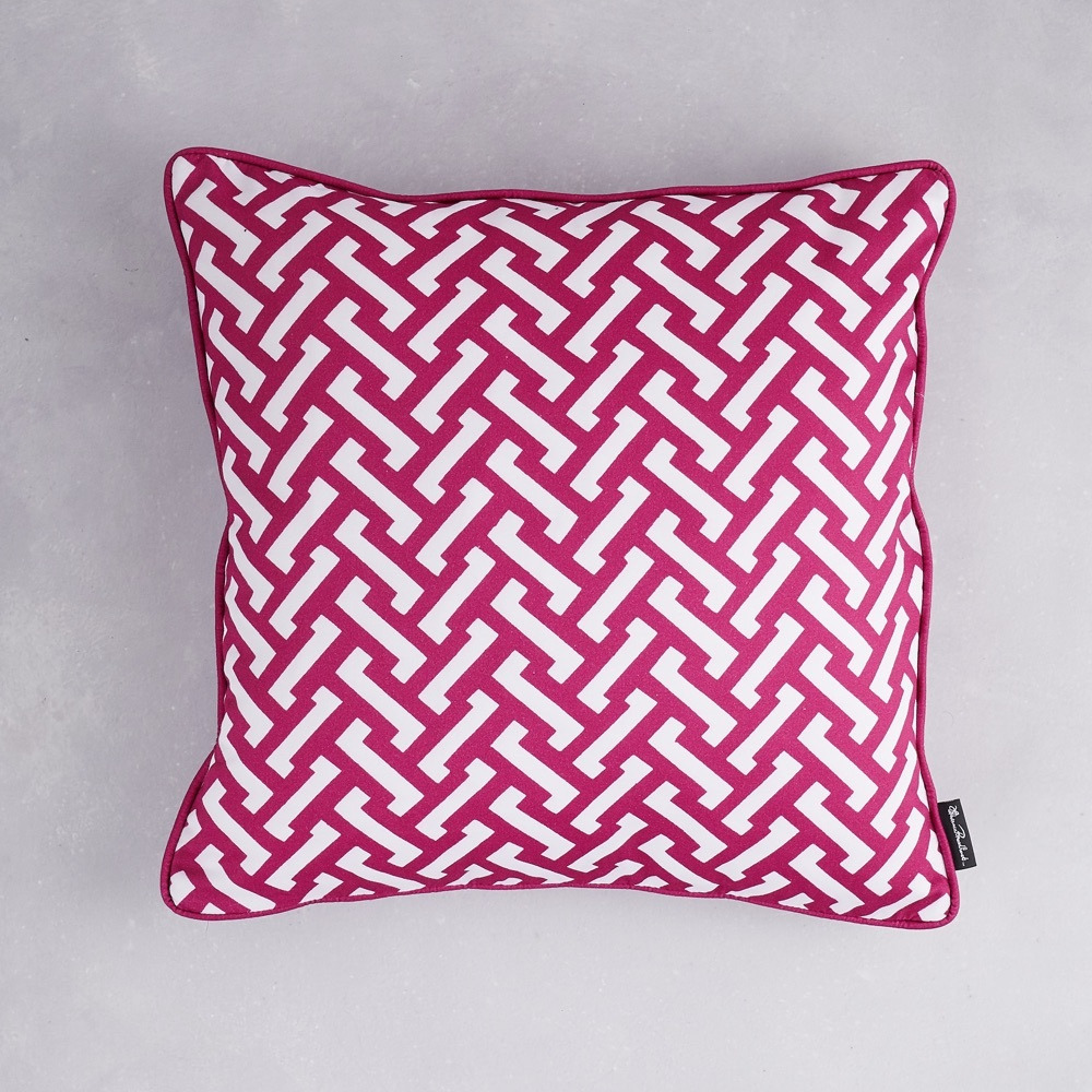 Florence Broadhurst Zig Zag Cotton Cushion (colour: Deep Pink, size: 40x40 cm)