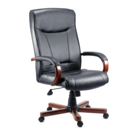 Teknik 85 Series 8511HLW Bonded-leather Reclining Executive Chair - Kingston Black & Mahogany