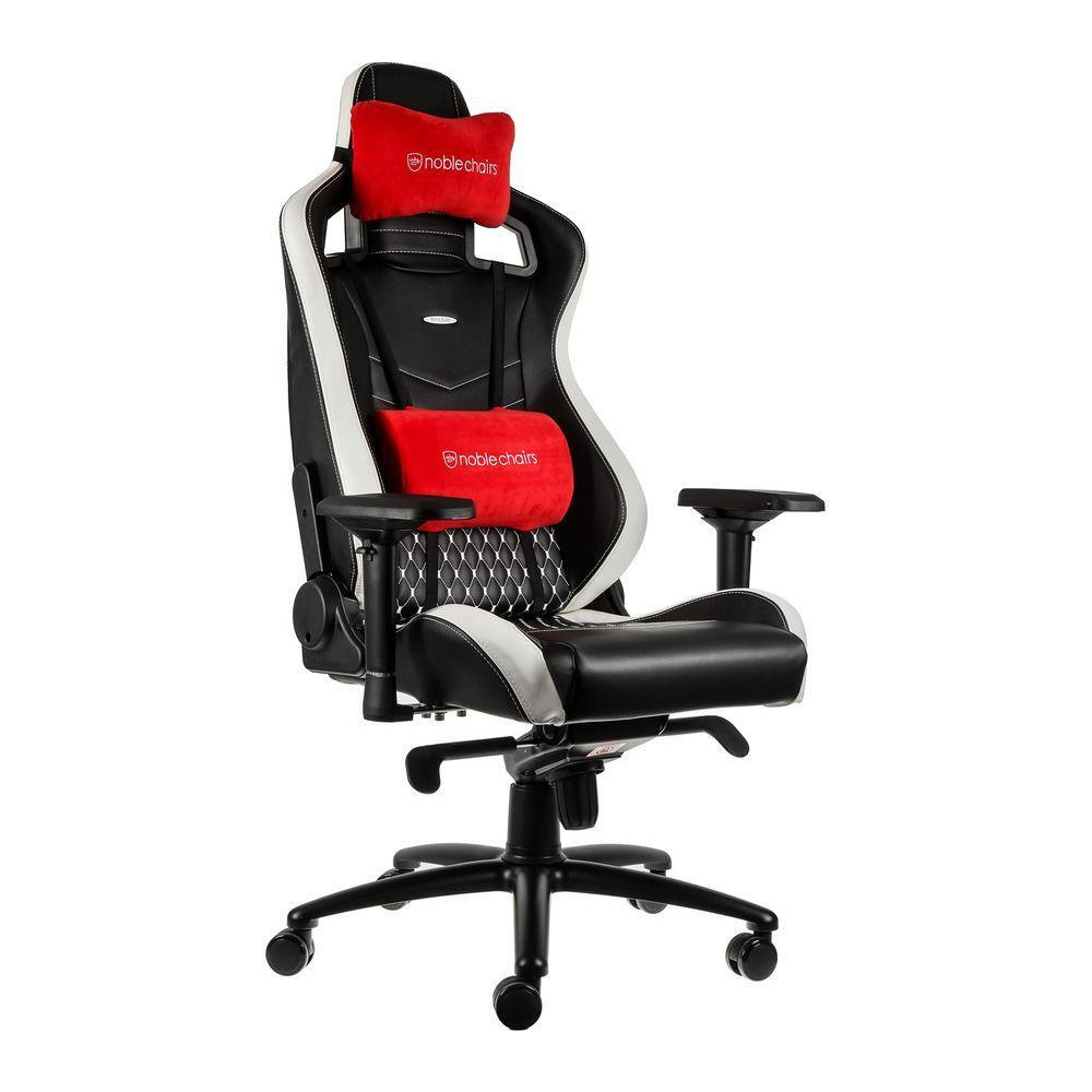 NOBLE CHAIRS EPIC Real Leather Gaming Chair  Black, White & Red