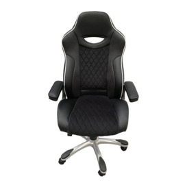 ALPHASON Silverstone Faux-Leather Tilting Executive Chair - Black & White