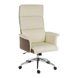 TEKNIK Elegance High Faux-Leather Executive Chair - Cream & Brown