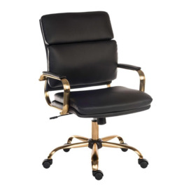 TEKNIK Vintage Faux-Leather Tilting Executive Chair - Black & Brass