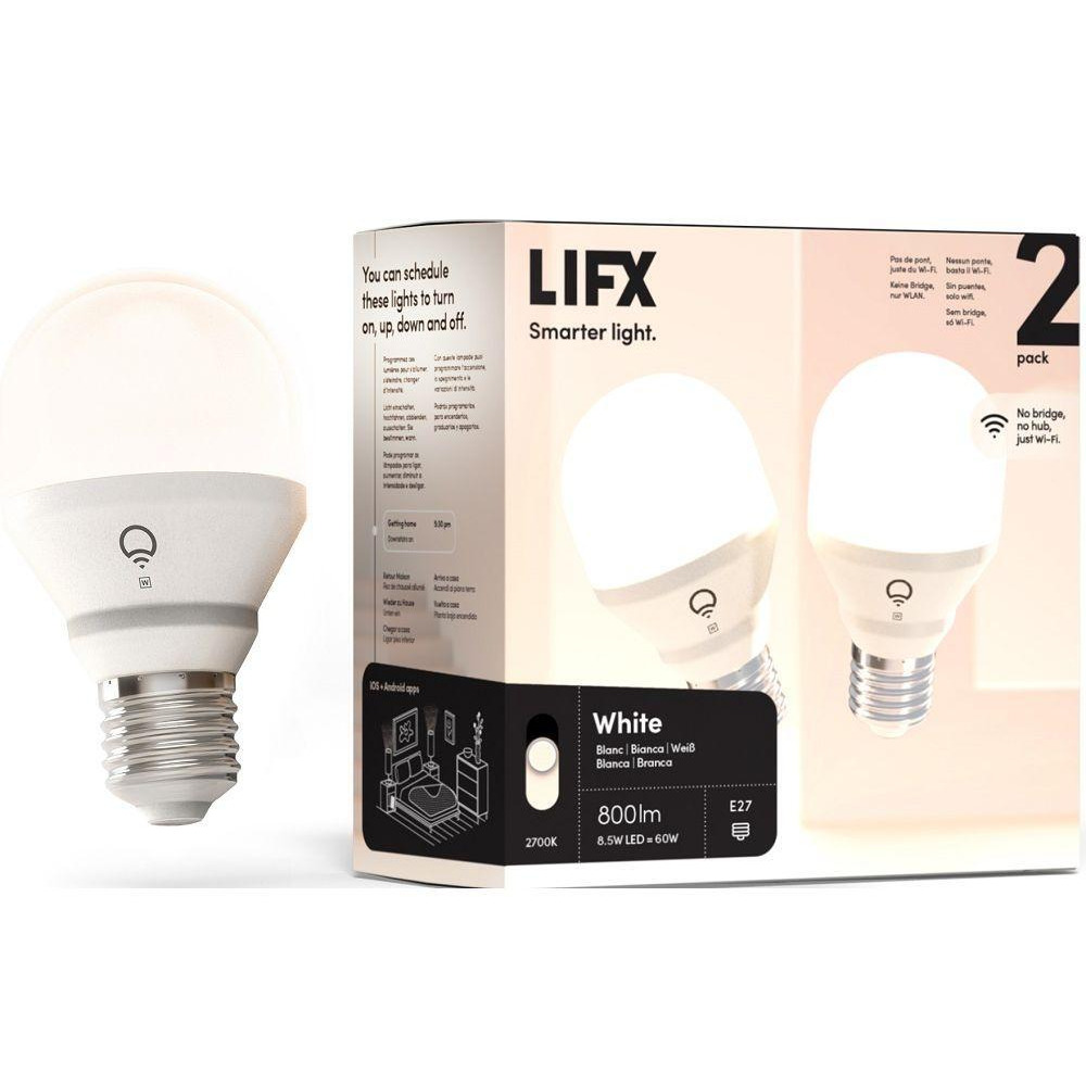 LIFX White Smart LED Light Bulb - E27, Pack of 2, White