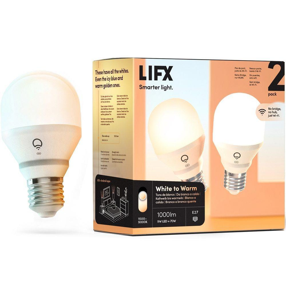 LIFX White to Warm Smart LED Light Bulb - E27, Pack of 2, White