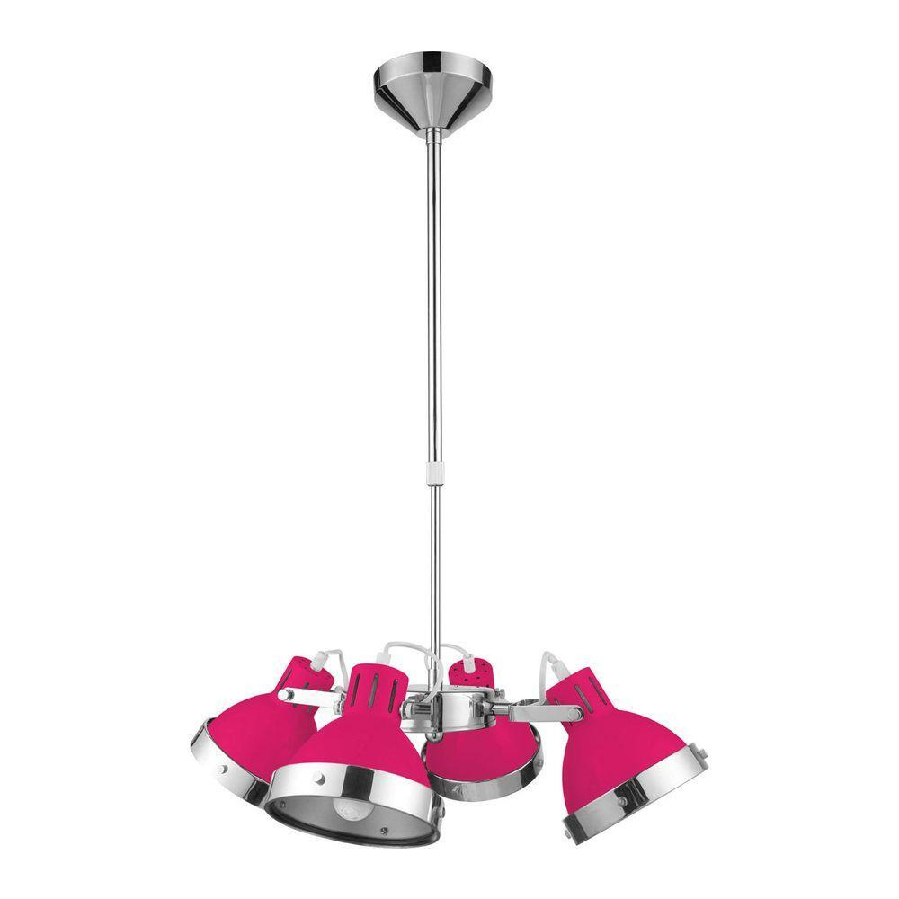 INTERIORS by Premier 4 Pendant Ceiling Light - Pink & Chrome