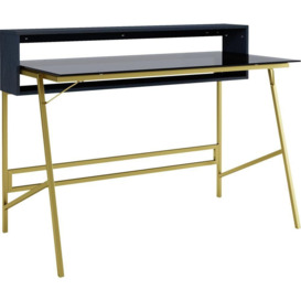 ALPHASON Morgan AW21924 Desk - Black Oak & Gold