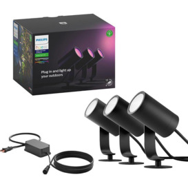 PHILIPS HUE Lily White & Colour Ambiance LED Smart Outdoor Spotlight - Triple Pack
