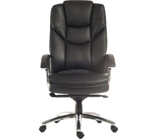 TEKNIK Skyline Leather Tilting Executive Chair - Black & Silver