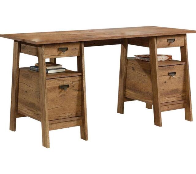 TEKNIK 5424127 Executive Trestle Desk - Vintage Oak