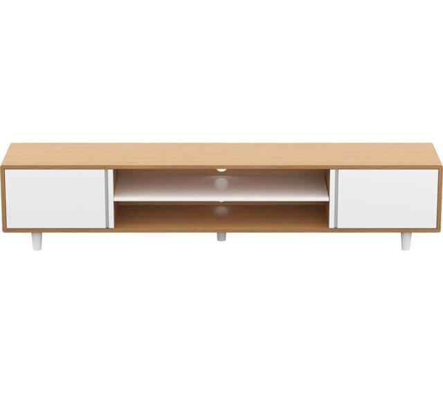 AVF Harbour FS2000HARLWW 2000 mm TV Stand - Light Wood & White, White,Brown
