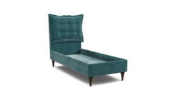 Teal Velvet Single Bed Frame - Traditional Low End With Large Headboard In Stain Resistant Velvet - Lyndhurst Range - thumbnail 1
