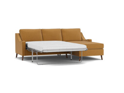 Mid-Century Weymouth 3 Seater Orange Chaise Sofa Bed, 170+ Customisation Options, UK Crafted - Darlings of Chelsea - thumbnail 1