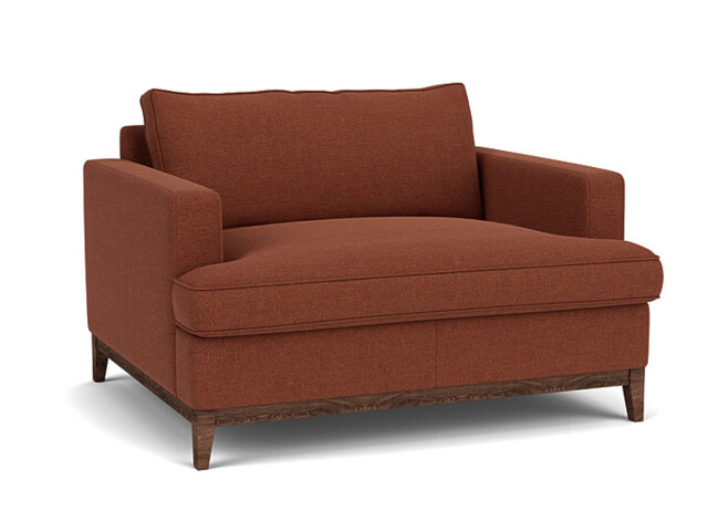 Red Velvet Loveseat Armchair - Modern Snuggle Cuddler Custom Arm Chair In Easy Clean Velvet - Oakham Range - image 1