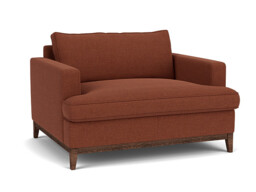 Red Velvet Loveseat Armchair - Modern Snuggle Cuddler Custom Arm Chair In Easy Clean Velvet - Oakham Range - thumbnail 1