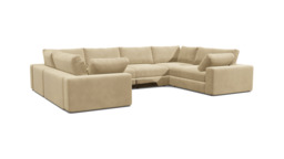 Cream Fabric U Shaped Sofa - Modren U Shape Corner Custom Sofa - Purley Range - thumbnail 1