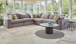Cream Fabric U Shaped Sofa - Modren U Shape Corner Custom Sofa - Purley Range - thumbnail 4