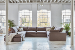 Cream Fabric U Shaped Sofa - Modren U Shape Corner Custom Sofa - Purley Range - thumbnail 2